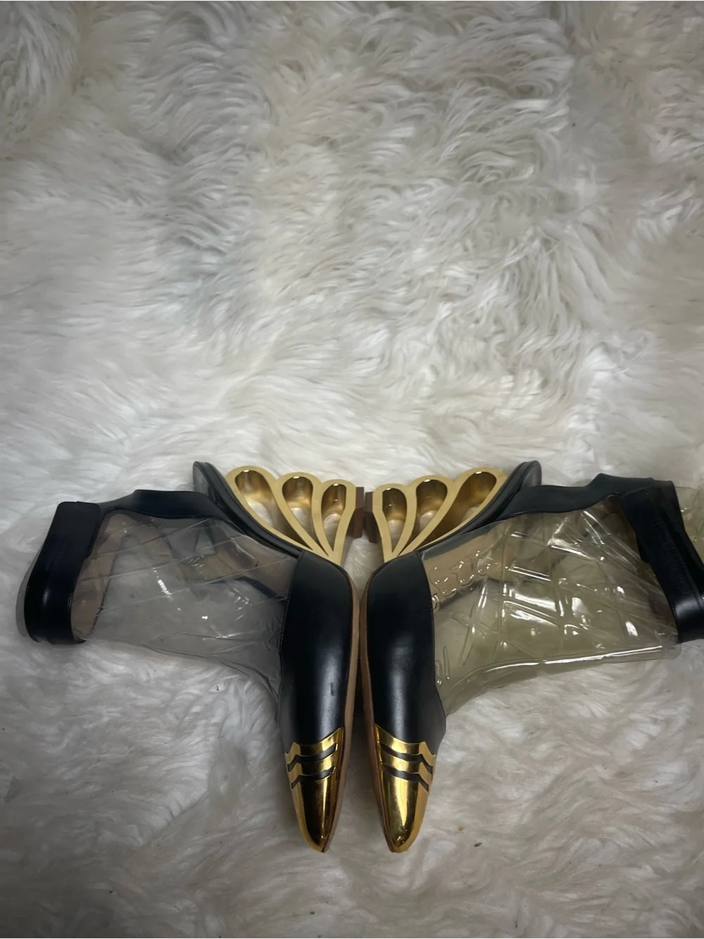 Nicholas Kirwood leather Black Ankle-Strap Heels Gold tSculpted Heel EU SZ 37.5